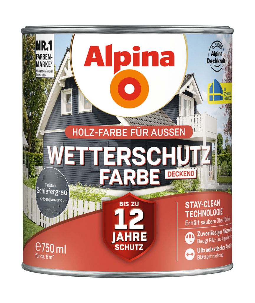 Alpina Wetterschutzfarbe 0,75 L schiefergrau Produktbild 