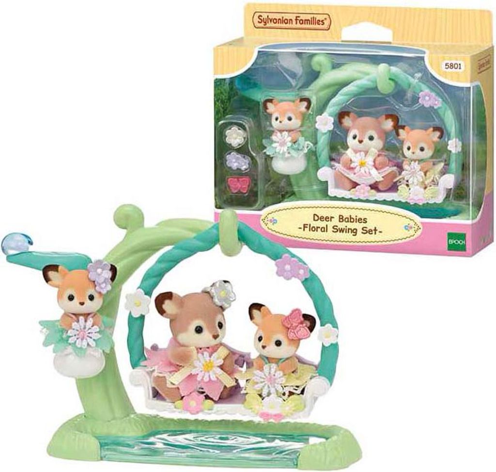 Sylvanian Families 5801 Bébé cerf et balançoire fleurie Image du produit 