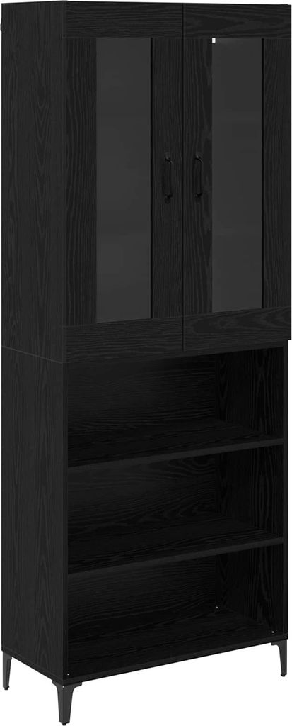 Highboard Schwarz Eichen-Optik 69,5 x 34 x 180 cm Holzwerkstoff
