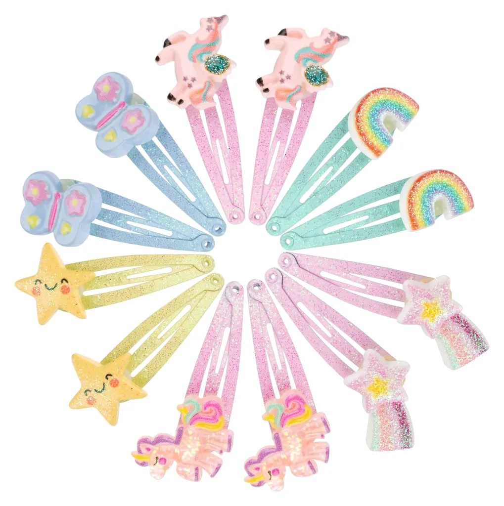 Barrettes licorne pour filles aux reflets arc-en-ciel et fleurs à paillettes