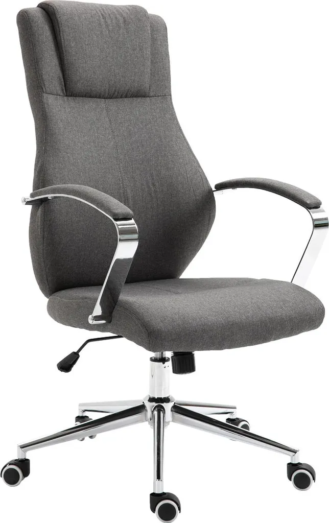 SVITA MELLOW Chaise de bureau tissu gris foncé et accoudoirs chromés