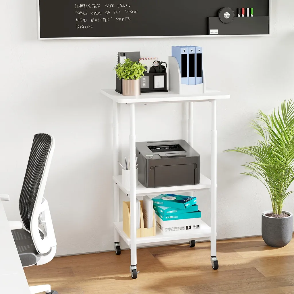 Support d'imprimante pour bureau et maison - Chariot mobile 3 étagères - 8