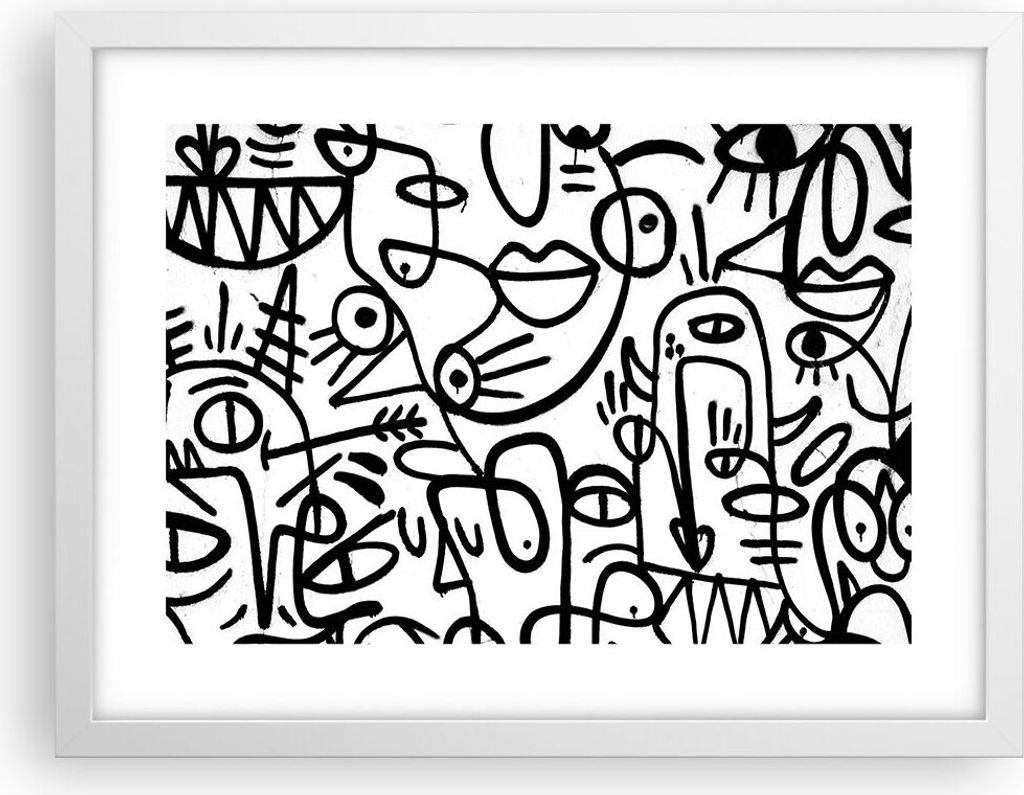 Gerahmtes Poster - Weißer Rahmen - Zeichnen Cartoon Graffiti - 40x30 cm - Wand Bild - Wanddeko - Wandbilder - Kunstposter - Wandposter - Bilderrah...