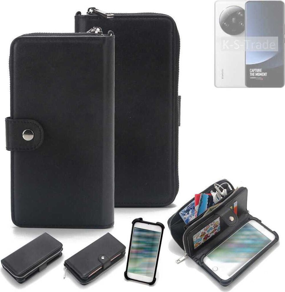K-S-Trade 2in1 Handyhülle Schutzhülle kompatibel mit Xiaomi 13 Ultra & Portemonnee Cover Handy Hülle Case Etui Geldbörse Wallet Bookstyle Hülle