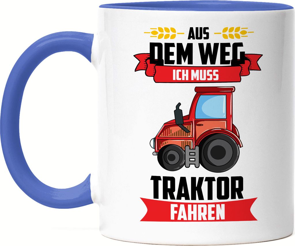 Aus dem Weg ich muss Traktor Fahren Tasse Blau Trecker Fans Geschenkidee Jungs Bauern