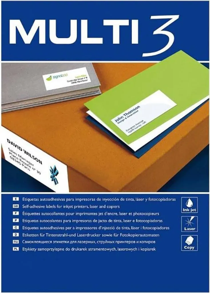Etichette Adesive MULTI 3 4708 | 100 Fogli A4 | 105x37 mm Universali