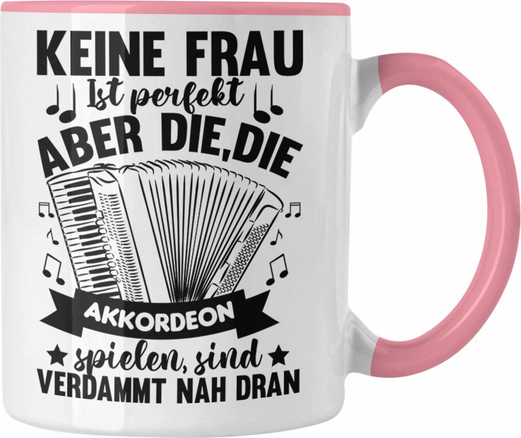 Trendation - Akkordeon Tasse Geschenk Akkordeon-Spielerin Geschenkidee Geburtstag Lustiger Spruch (Rosa)