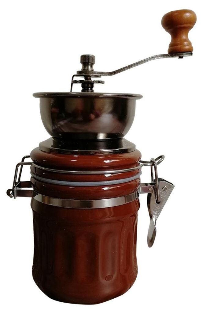 INF Retro Keramik Kaffeemühle Handkurbel versiegeltes Glas für Zuhause