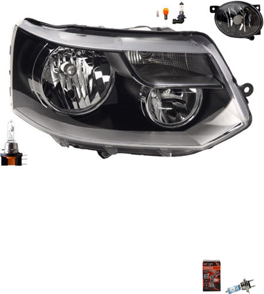 Johns, Scheinwerfer + Osram Night Breaker Laser passend für VW Transporter T5 11/09-5 R 7E1941016C 7E1941016AA 7E1941016G 7E1941016J 7E1941016K 7E...