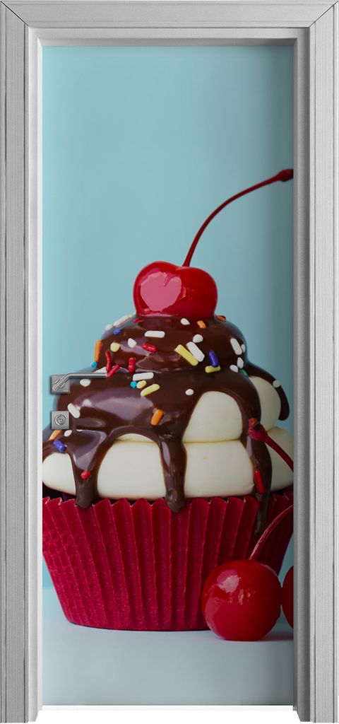 Tür Selbstklebende 80x210 cm Türfolie Türtapete Klebefolie - Cupcake Eiscreme