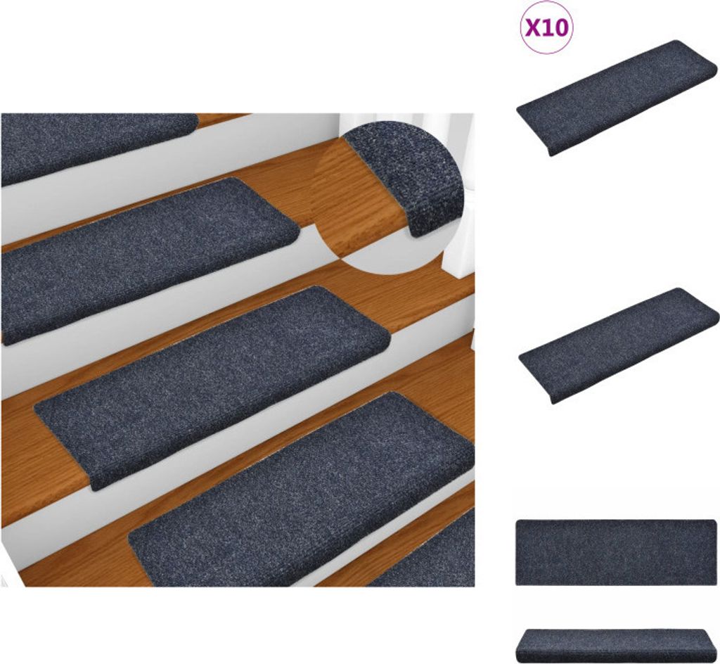 vidaXL Treppenmatten 10 Stk. Anthrazit 65x21x4 cm Nadelvlies - Stufenteppiche