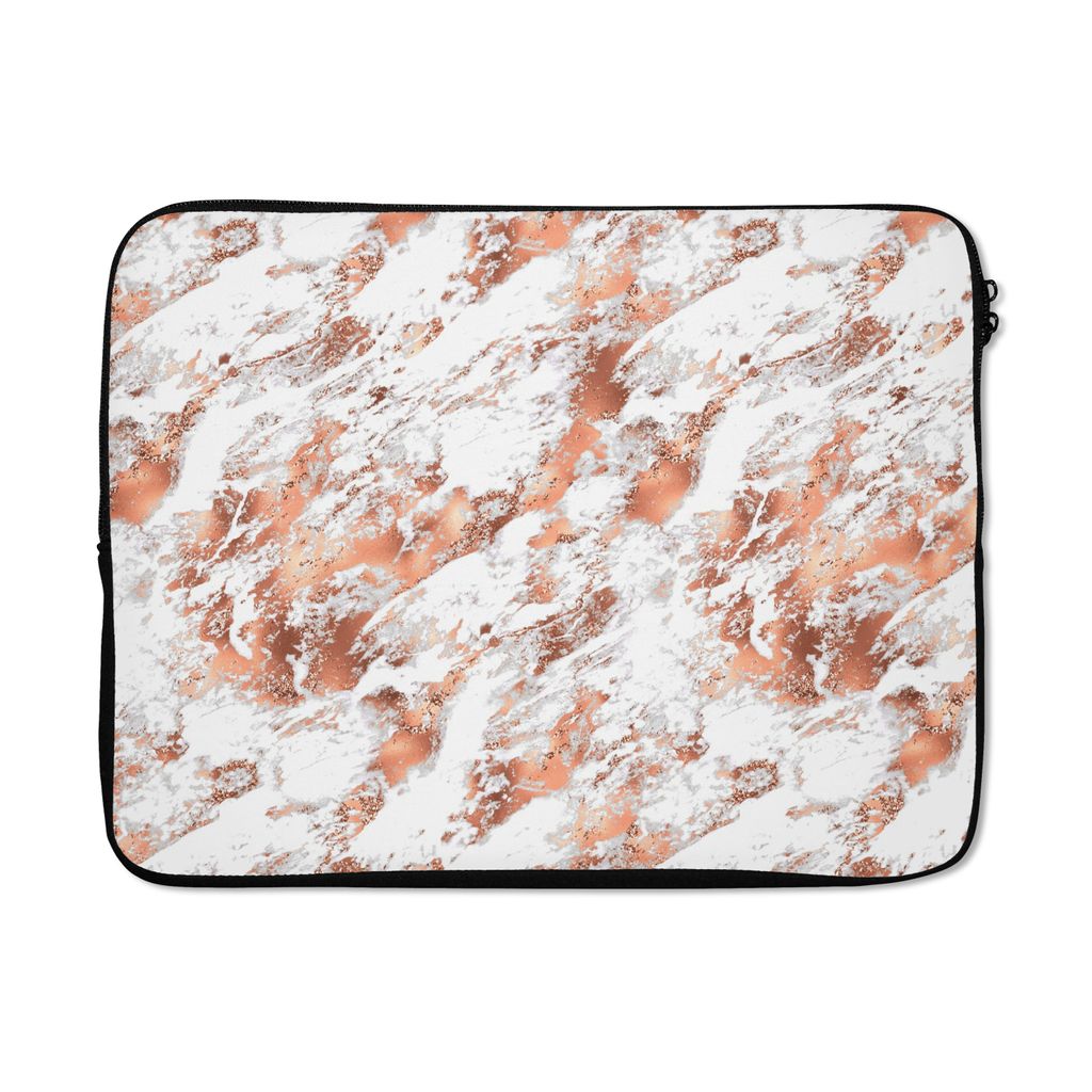 MuchoWow Laptop Hülle 15 Zoll Marmor - Weiß - Roségold Laptoptasche - Laptoptasche - Sleeve - Rundum-Schutz