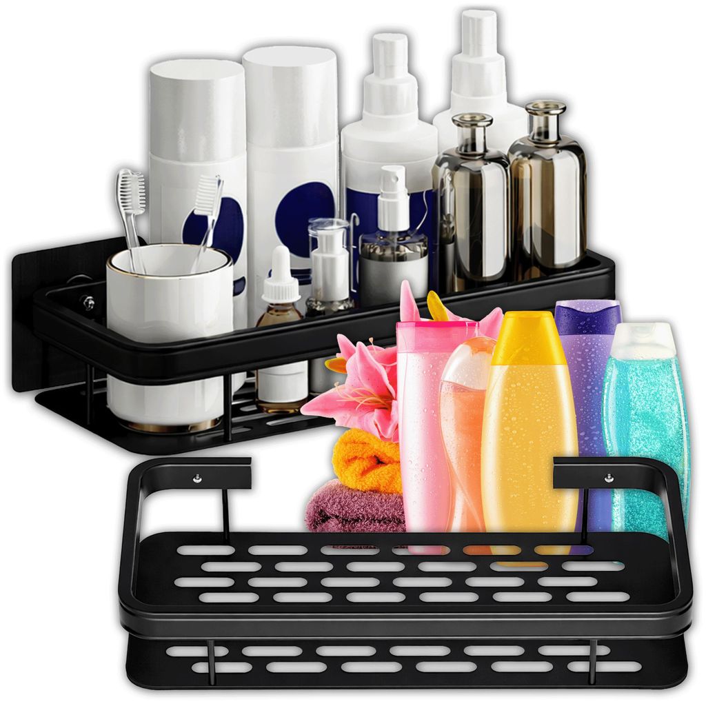 KRUMAD Duschablage ohne Bohren 2er Set – Selbstklebendes Duschregal zur Wandmontage, Badezimmer Organizer für Shampoo & Duschzubehör