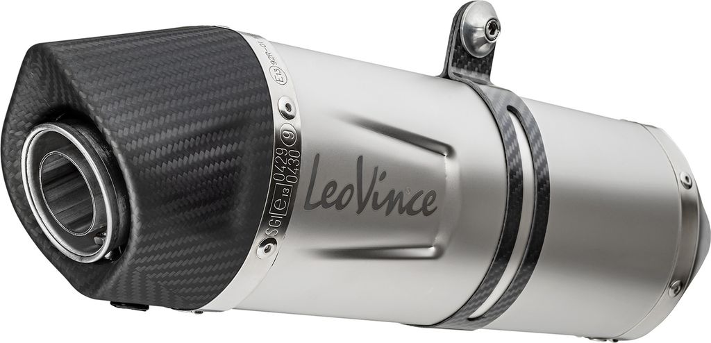 LeoVince Endschalldämpfer LV ONE EVO mit Zulassung, Edelstahl, Carbon Kappe & Hitzeschild kompatibel mit Moto Guzzi V85 TT 850 Bj. 2019 - 2023 E4 ...