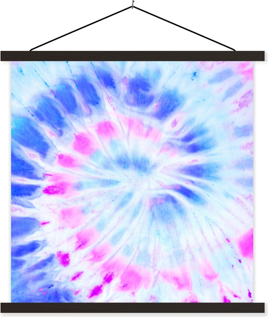 MuchoWow Textilposter Sommer - Krawattenfärbung - Lila 60x60 cm mit schwarzem Rahmen - Posteraufhänger