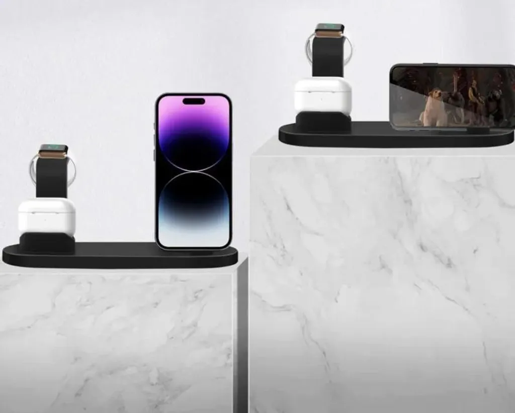 Chargeur à induction 6 en 1 compact avec dock rotatif multi-embouts