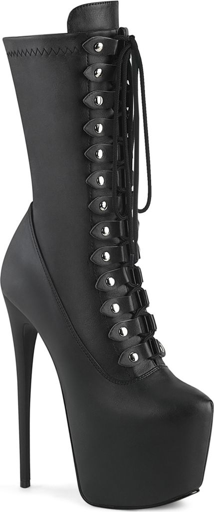 JUBILANT-1048 Pleaser Damen High Heels Nieten Stretch Plateaustiefeletten schwarz Lack
