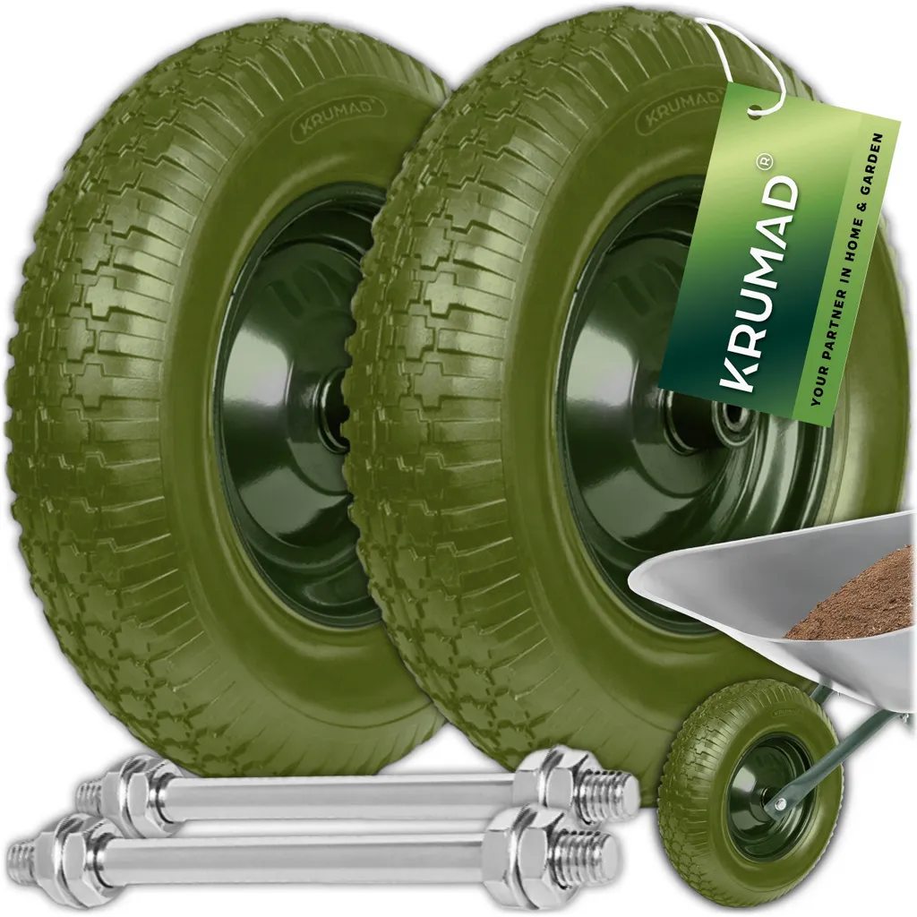 Roue de brouette increvable 4.80/4.00-8 supportant 200kg - Lot de 2 unités