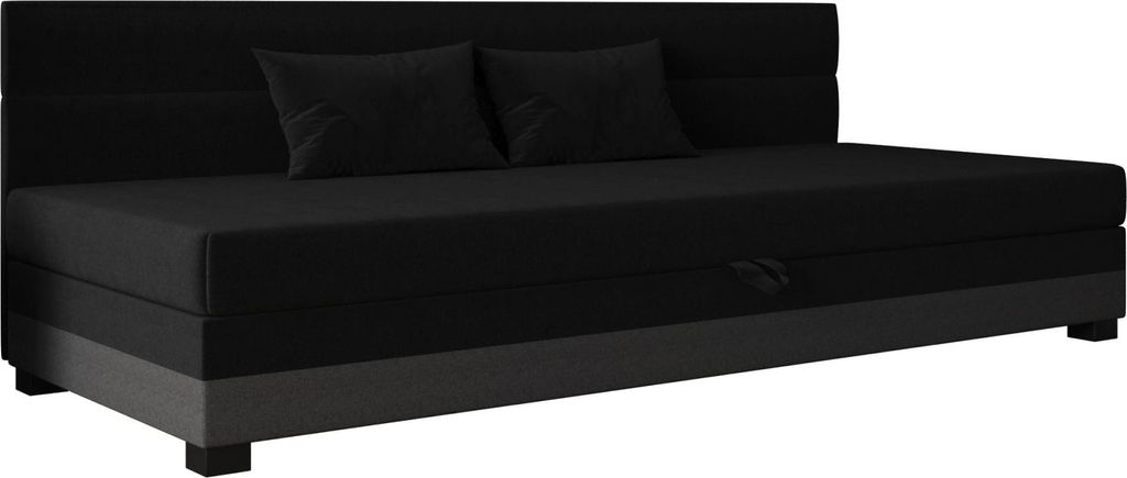 AURA SOFA Boxspringbett TORIN BIZ 80x195 Komplett-Set mit Bonell Matratze, Polsterbett mit Bettkästen - Dunkelgrau/Schwarz, SAWANA 05/14