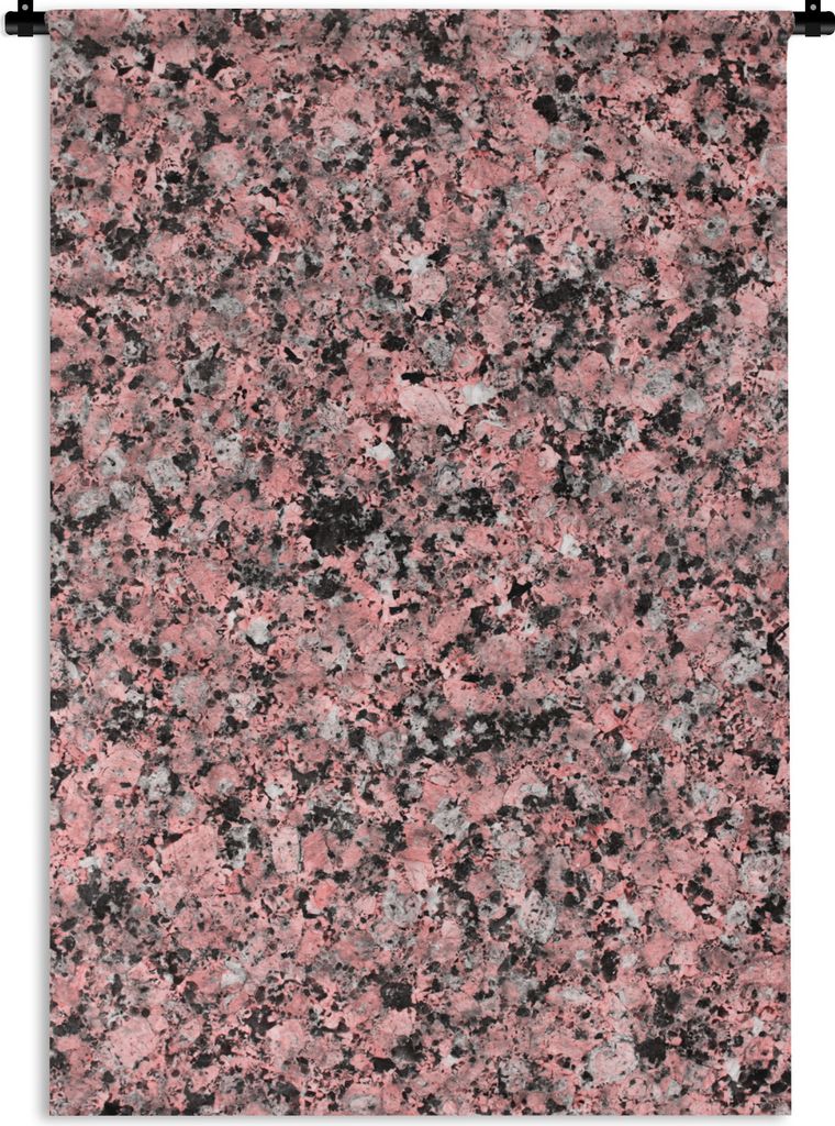 MuchoWow Wandteppich Wandbehang Schwarz - Rosa - Granit - Stein 90x135 cm Tapisserie Dekoration Wandtuch - Baumwolle - Wandskulptur