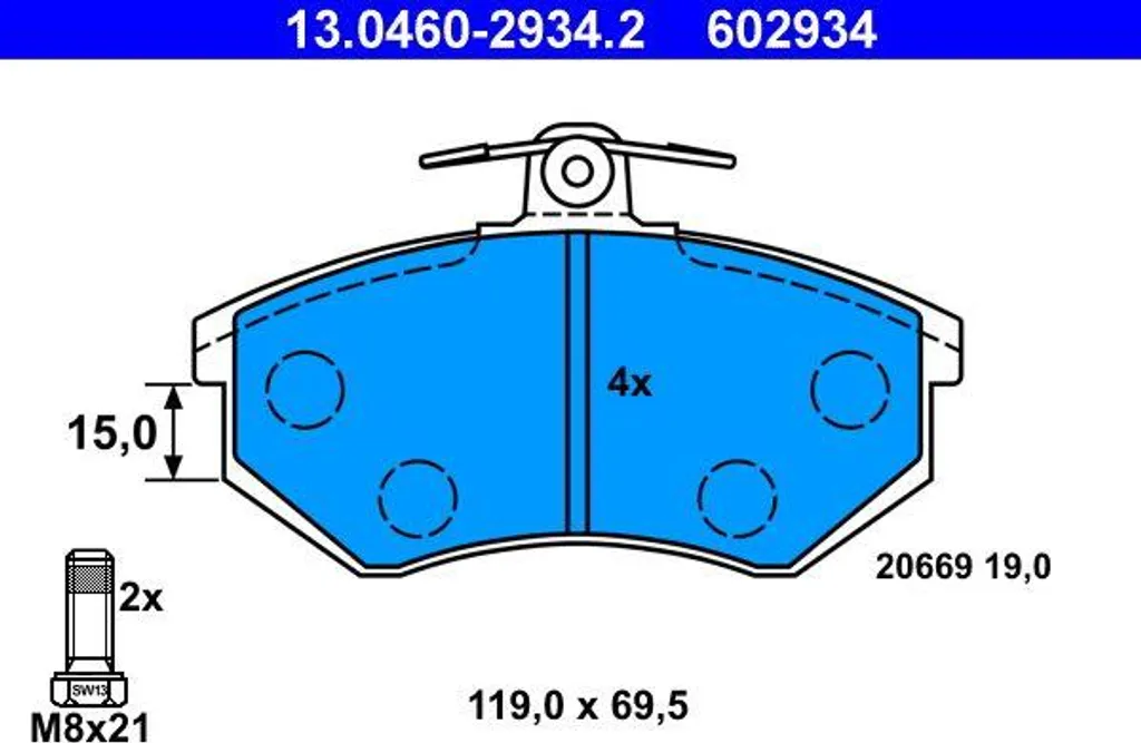 ATE 13.0460-2934.2 Jeu de Plaquettes de Frein à Disque OE 8D0698151