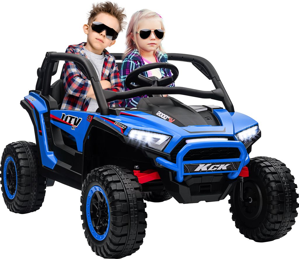 AIYAPLAY Kinder Elektroauto, 24 V 5-7 km/h Geländewagen mit Musikanschluss, Kinderfahrzeug mit 2,4G Fernbedienung, Scheinwerfer, Hupe, Elektrische...