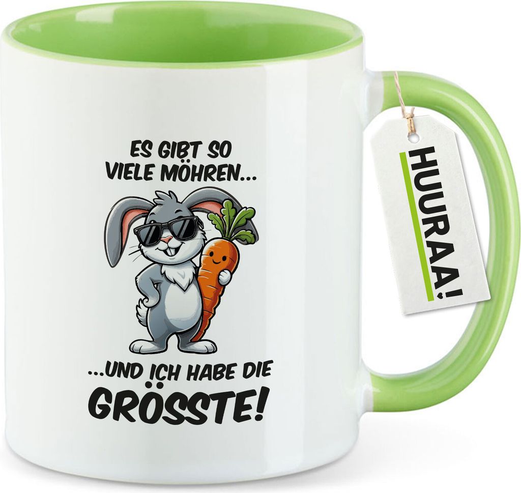 Huuraa Kaffeetasse viele Möhren.. Ich habe die grösste cooler Hase 330ml Grün Keramik Kaffeebecher Geschenkidee