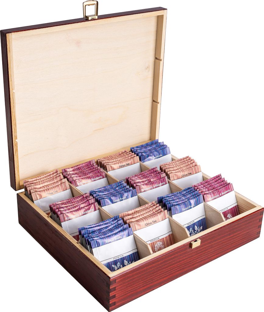 Creative Deco Boite a The en Bois Bordeaux 29 x 25 x 7,5 cm Image du produit 