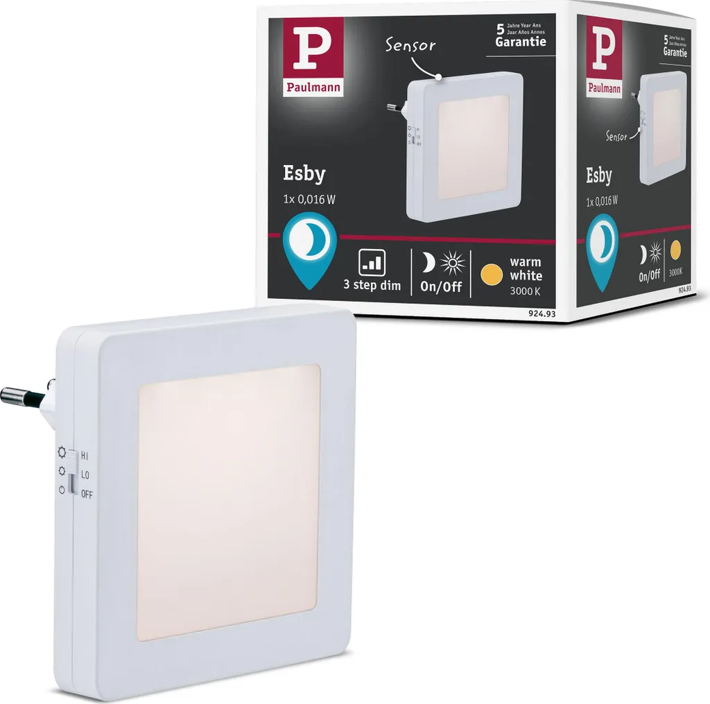Luce Notturna Paulmann Esby con Sensore Crepuscolare | LED 3000K