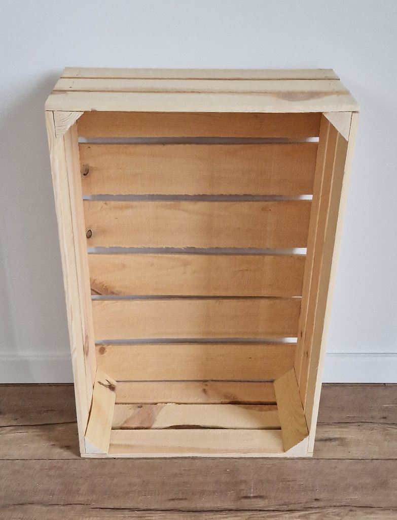 Flache Holzkiste 60x40x20 cm Natur – Obstkiste Apfelkiste