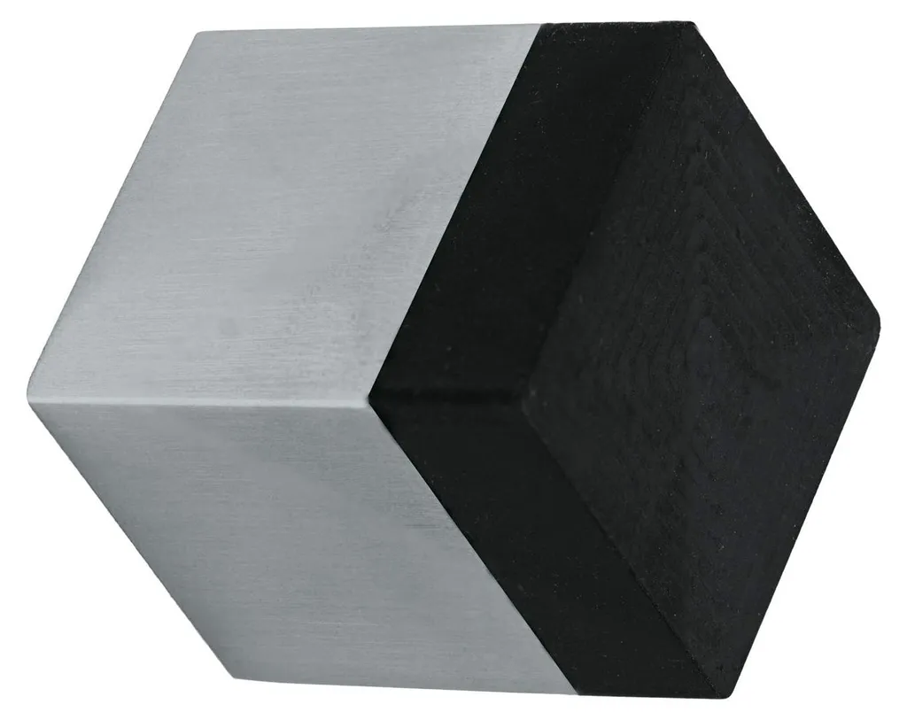 Butoir de porte design carré 25x30mm inox massif et caoutchouc noir mat
