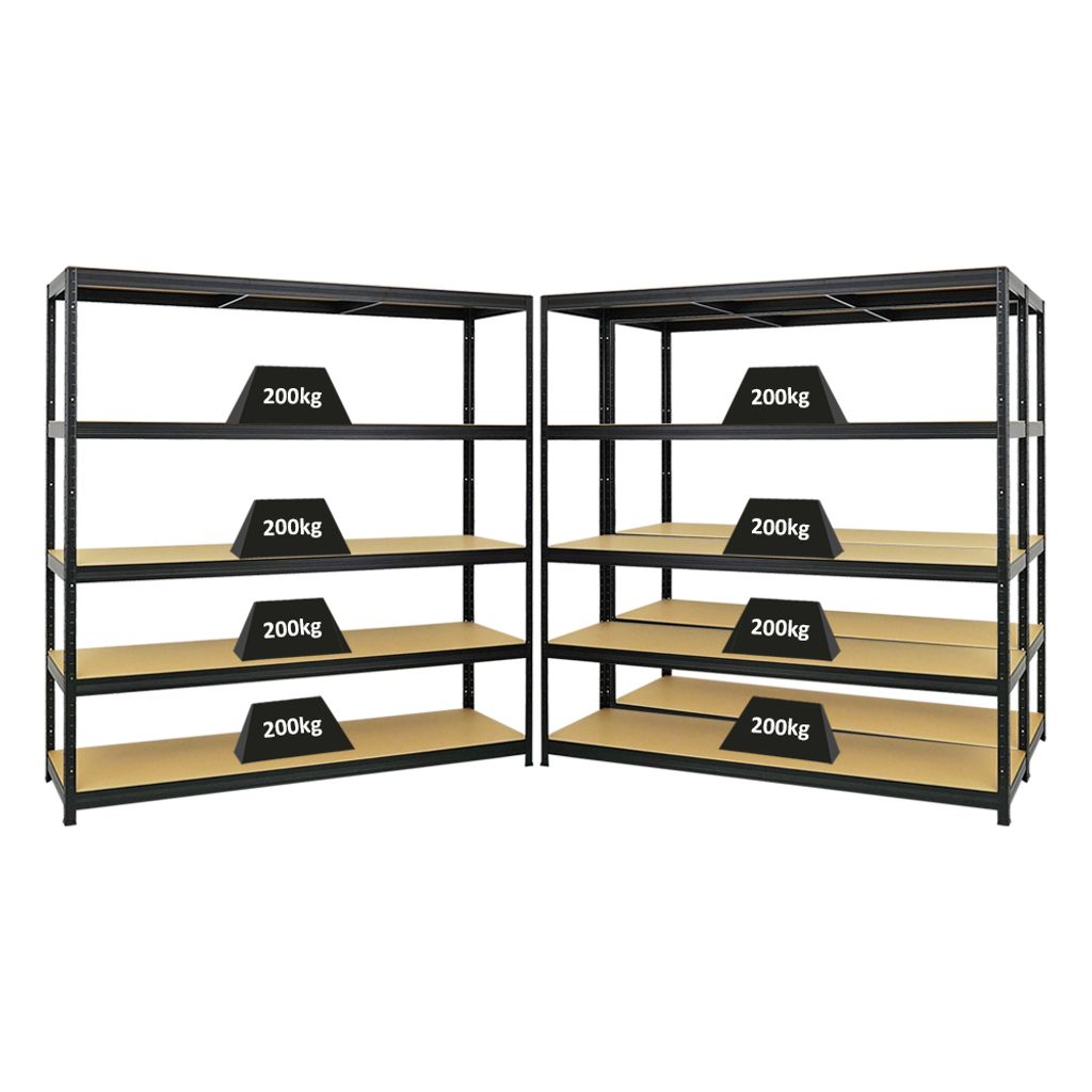 Mega Deal | 3x Schwerlastregal Giant Elephant | HxBxT 180x180x45cm | Fachlast 200kg | Schwarz