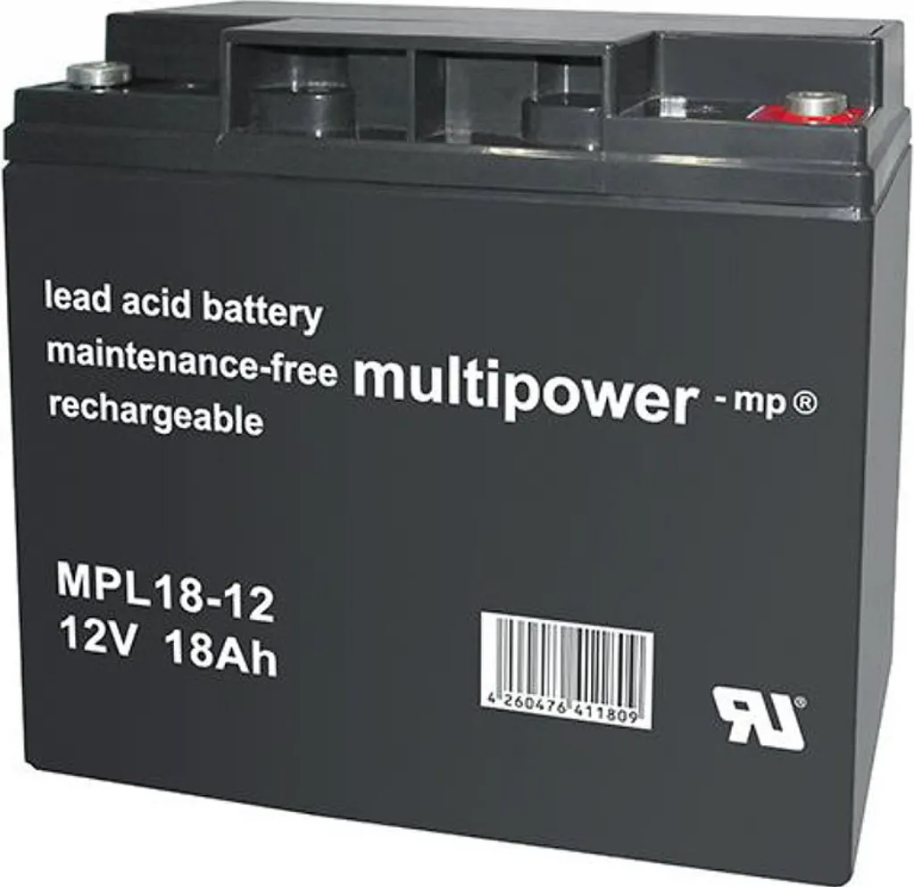Multipower Batterie au plomb MPL18-12 12V 18Ah VRLA AGM de Haute Qualité