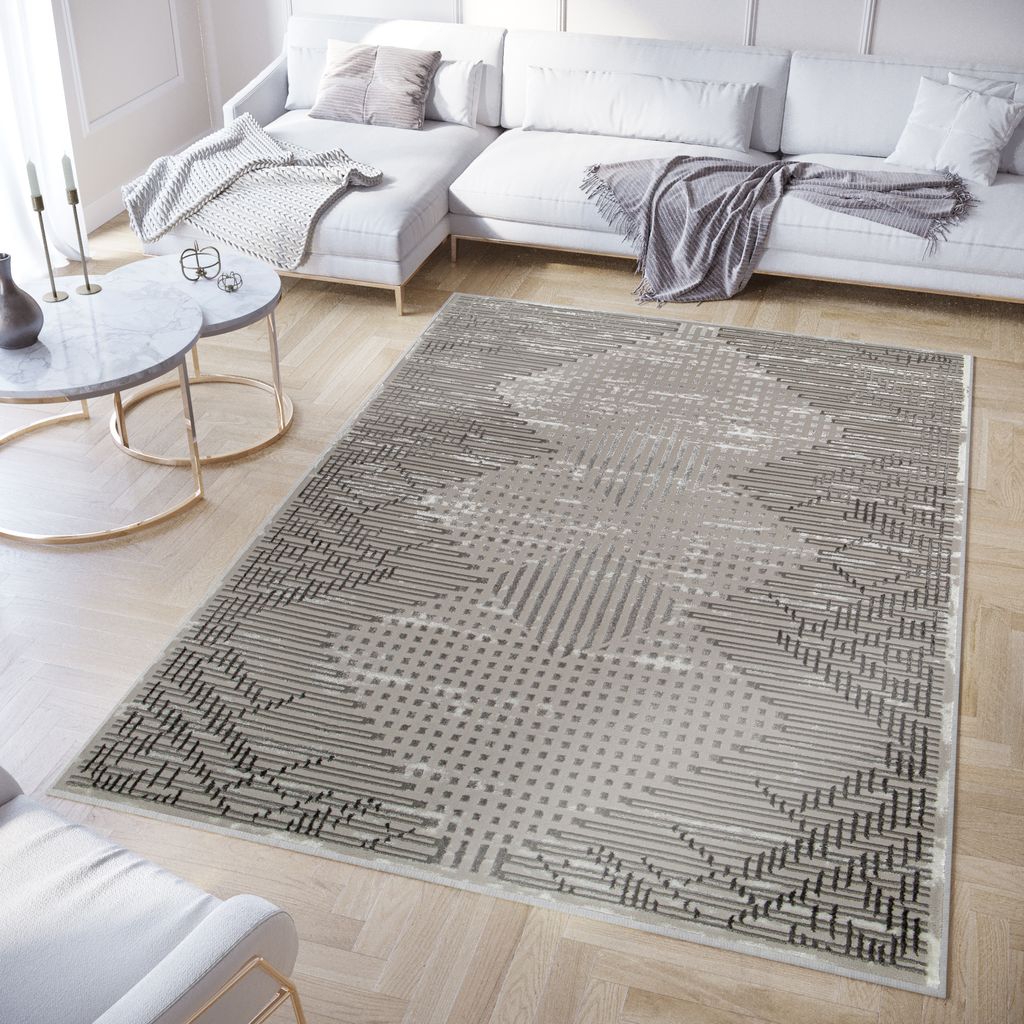 Tapiso Koberec Crystal Modern Light Grey Black Obývacia Obrázok produktu 