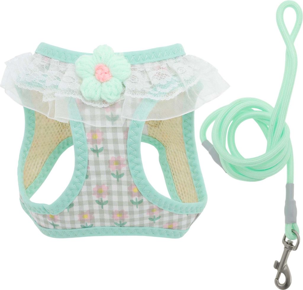 Hundegeschirr Und Leine Set Für Welpen Magic Tapes Haustiergeschirr Verstellbar Leichtes Weiches Geschirr Mit Blumenmuster Für Spaziergänge XXS ...