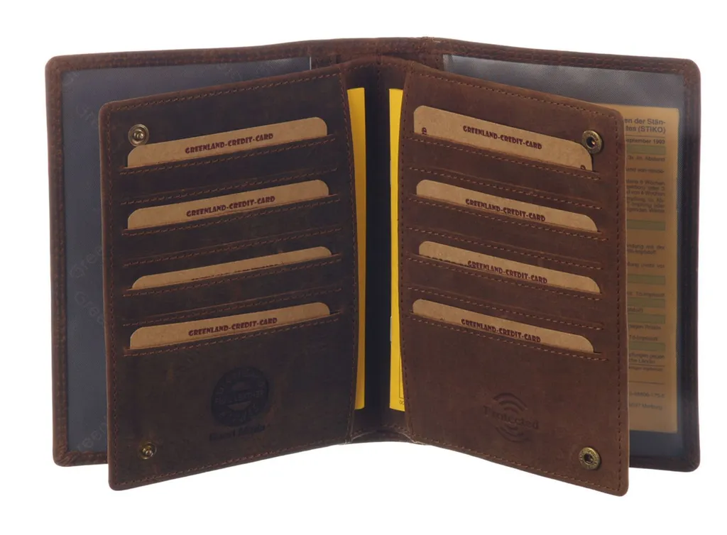 Porte-passeport voyage cuir brun pour carte identité et documents