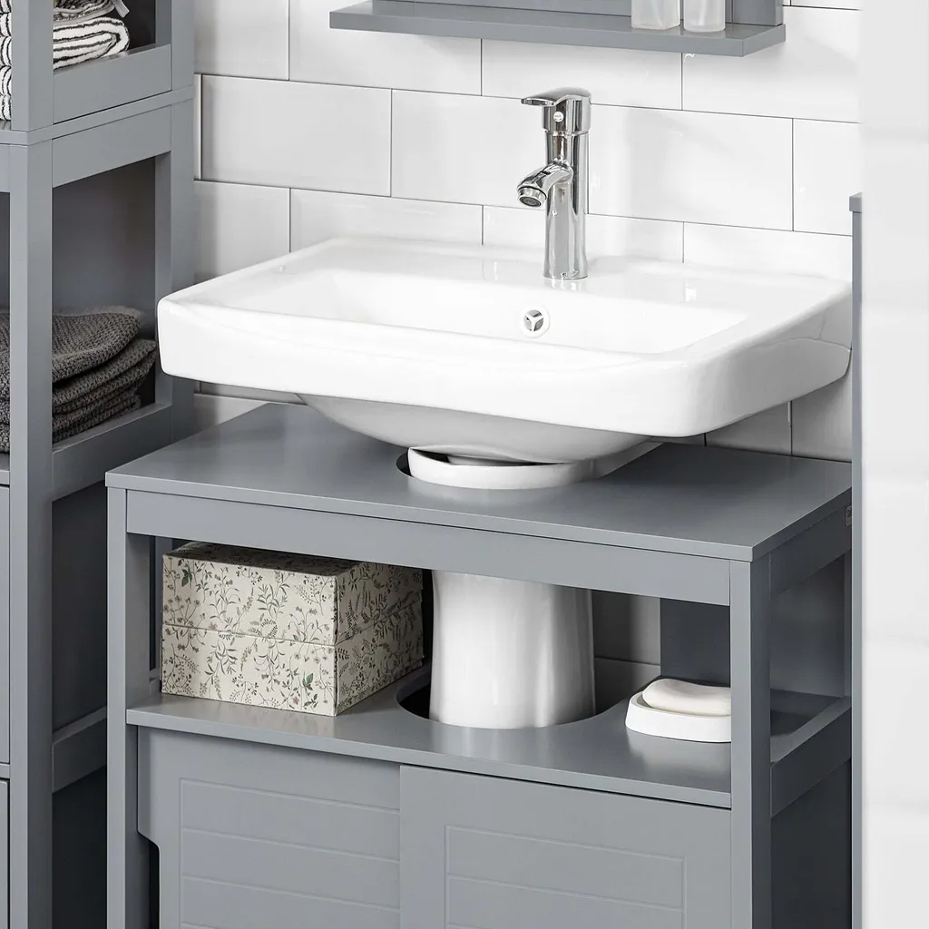 Meuble de lavabo Rootz Gris Anthracite - Rangement Salle de Bains