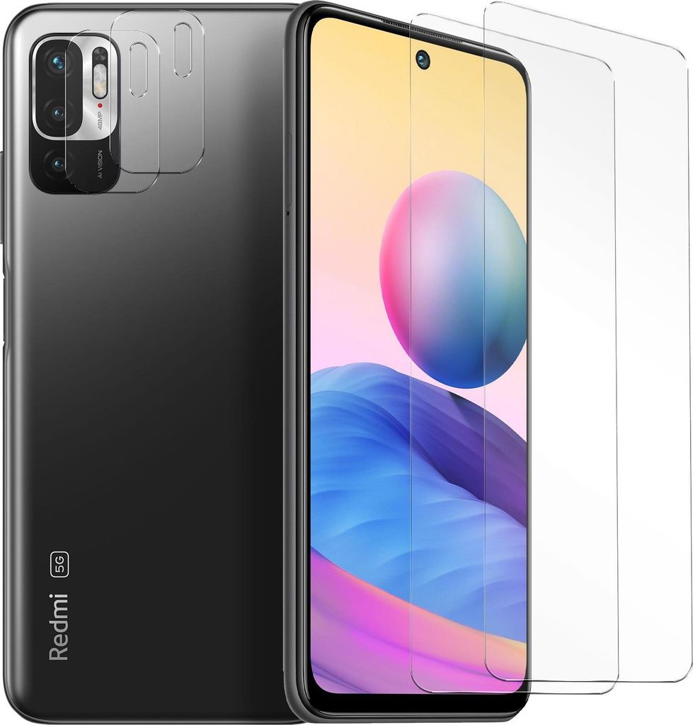 Panzerglas für Xiaomi Redmi Note 10 5G Schutzfolie 2x Kamera Schutzglas Folie 2x Panzerfolie