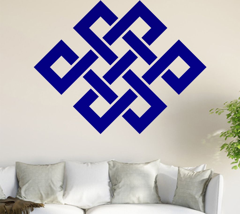 Buddhistischer Endlosknoten Wandtattoo in 6 Größen - Wandaufkleber Wall Sticker - Dekoration, Küche, Wohnzimmer, Schlafzimmer, Badezimmer