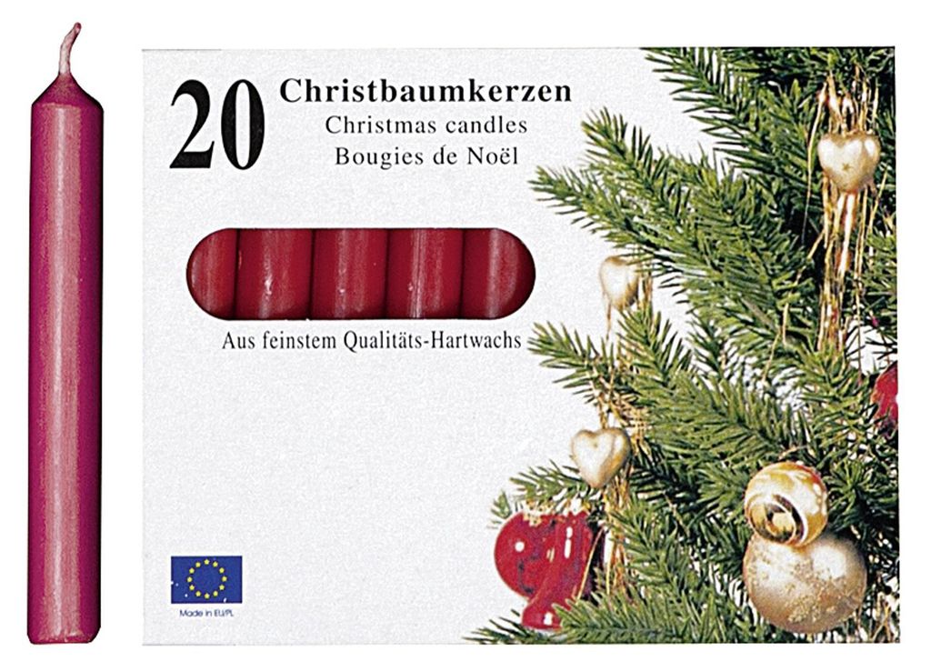 Baumkerze 9,6 cm Ø1,2 cm rot 20 Pack 445791 4009207223027 Image du produit 