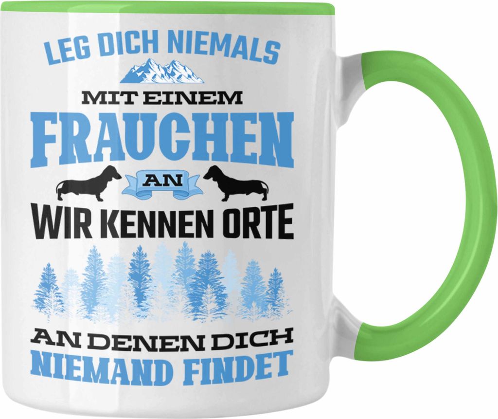 Trendation - Frauchen Tasse Geschenk Lustig Spruch Hundebesitzerin Geschenke Hund (Grün)