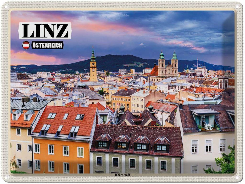 vianmo Blechschild 30x40 cm Linz Österreich Innere Stadt Bildmotiv Reisemotiv Abenteuer Reisen