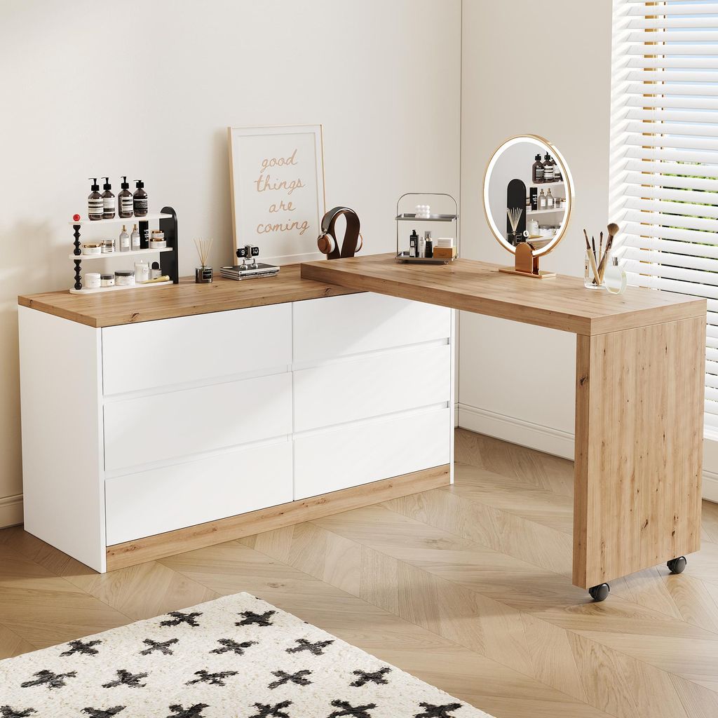 MODFU Schreibtisch mit Rollen 120x50 cm, Eckschreibtisch Produktbild 