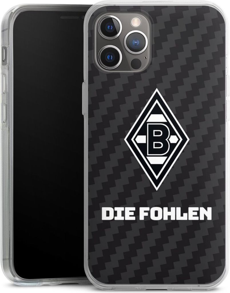 DeinDesign Handyhülle für Apple iPhone 12 Pro Max Silikon Hülle Case Smartphone Schutzhülle Borussia Mönchengladbach Carbon Gladbach