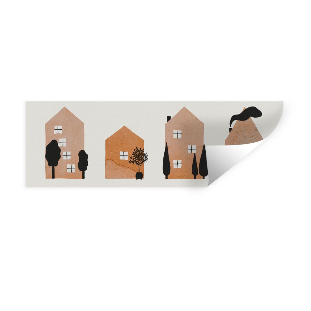 MuchoWow Wandtattoo Wandsticker Wandaufkleber Zuhause - Kinder - Mond - Farbe - Orange 120x40 cm Selbstklebend und Repositionierbar - Repositioni...