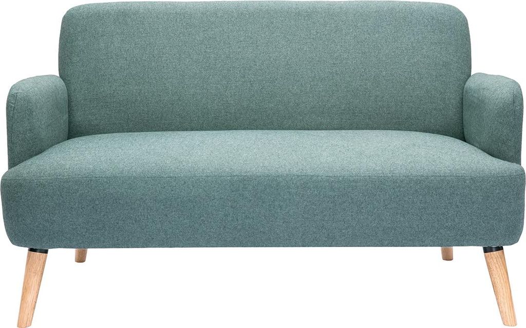 Miliboo - Skandinavisches Sofa 2-Sitzer aus grüngrauem Stoff und hellem Holz ISKO