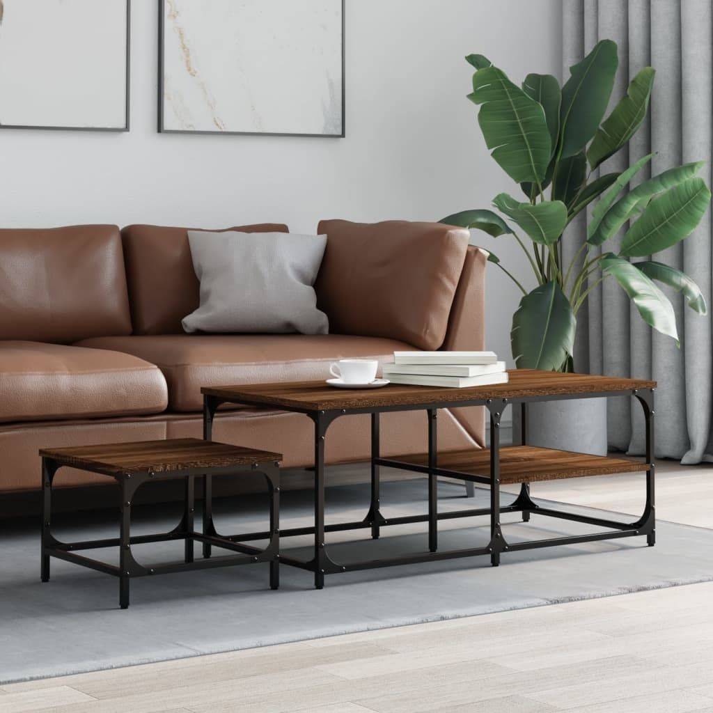 Maison Exclusive - Satztische 2 Stk. Braun Eichen-Optik Holzwerkstoff