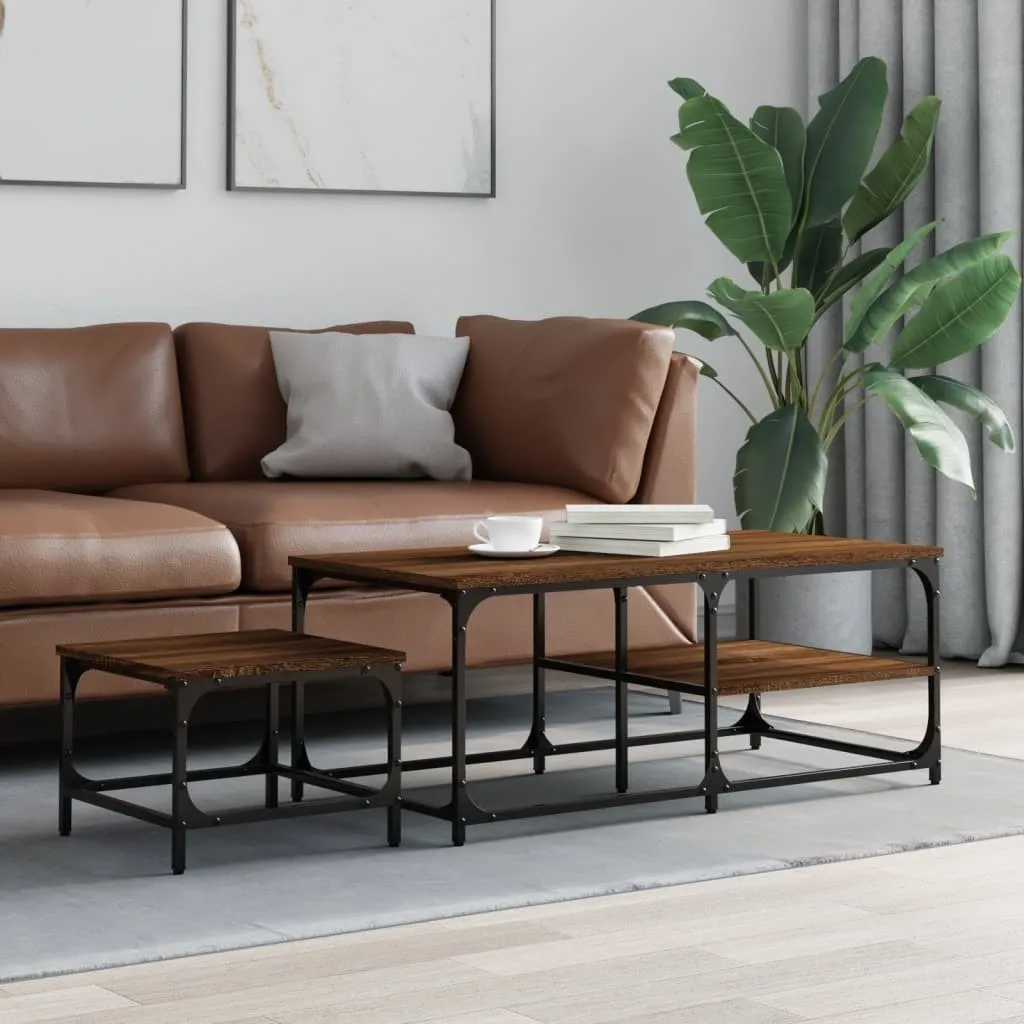 Set 2 Tavoli da Caffè BEI CLORIS Legno Rovere Marrone | Offerta Casa
