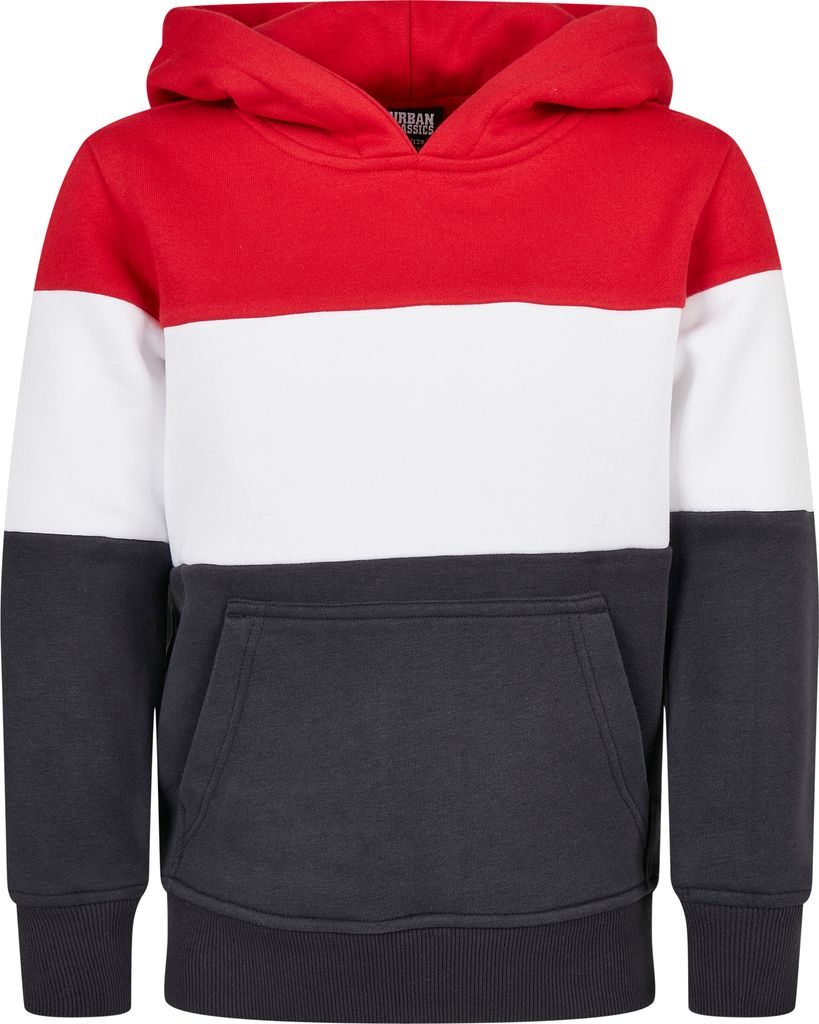 Boys 3-Tone Hoody fire red/white/navy 110/116