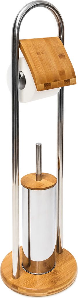 Relaxdays Toilettenzubehör Set Bambus - Toilettenpapierhalter mit WC-Bürste - WC-Bürste